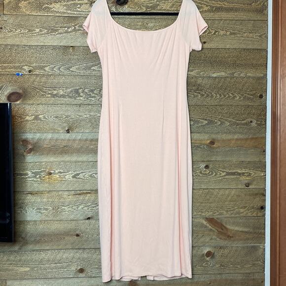 Privacy Please Rue dress Midi Dress Peach Scoop Neck Short Sleeve Size XL - Picture 5 of 6